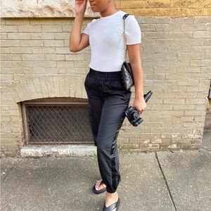 Black Women's Tuxedo Stripe Joggers